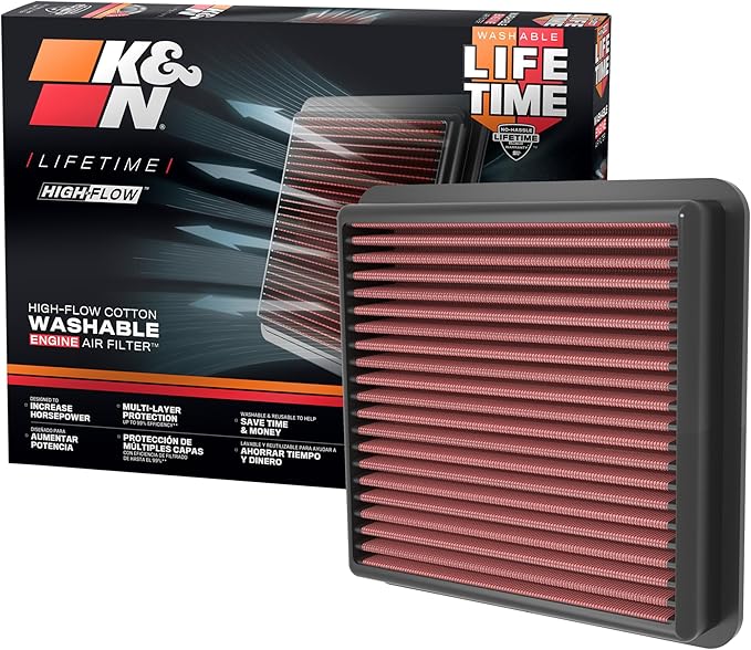 K&N High-Flow Original Lifetime Engine Air Filter: Increase Power: Premium, Washable: Compatible with 2020-2025 Hyundai/Kia: Elantra, i30, Kona, K4, 33-5118