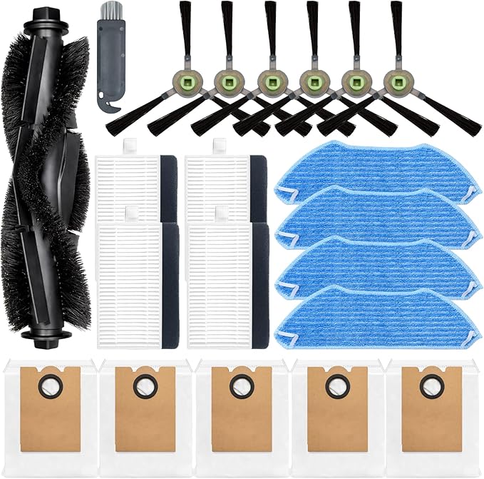20 Pack Replacement Accessories Compatible with Lefant M2/M2S Pro M2 Plus Robot Vacuum Cleaner, 1 Roller Brush,6 Side Brushes,4 HEPA Filters,4 Mop Pads,5 Dust Bags 1 Small Brush Vacuum Cleaner