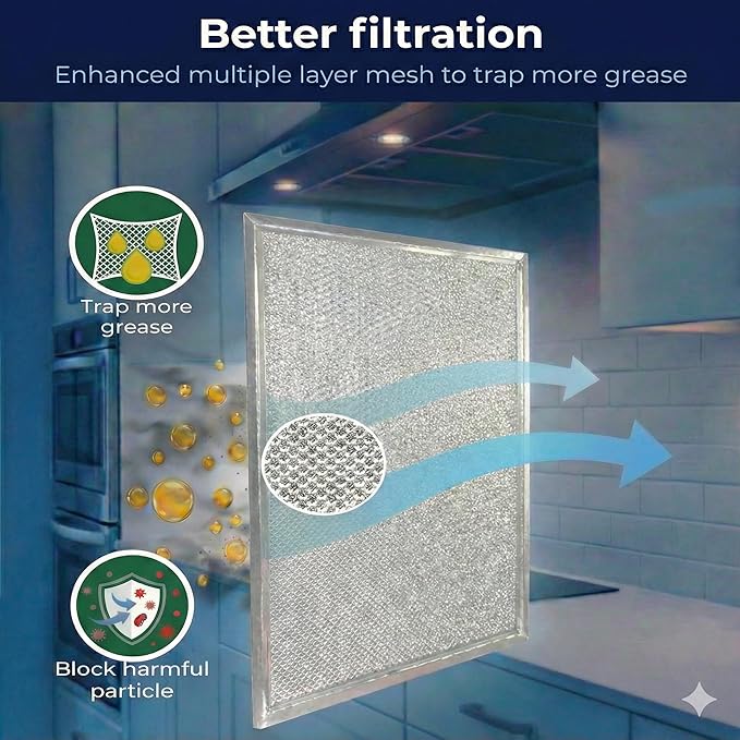 97006931 Broan Nutone range hood grease filter replacement Compatible with BP29 exhaust fan 88150 99010121 10-1/2 x 8-3/4 x 3/32 (10.5 x 8.75) Inch Aluminum 2 Pack