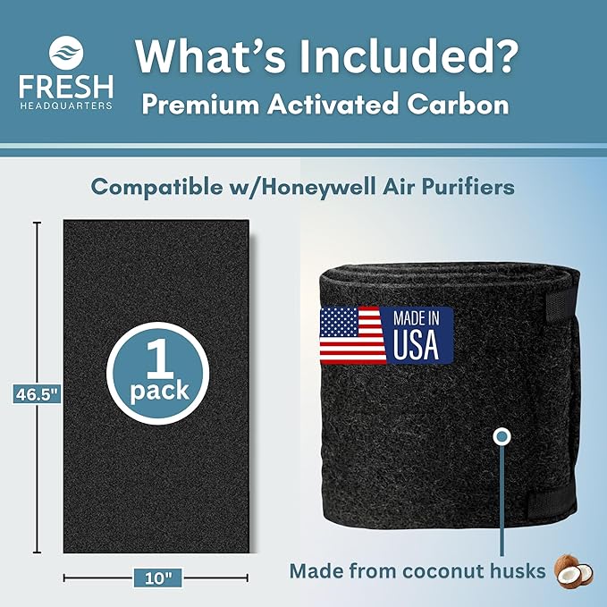 Premium Activated Carbon Prefilter Compatible With Honeywell Air Purifiers Filter Replacement R, HEPA Replacement Filter Prime, Honeywell Prefilter A, HEPA Replacements, 10" x 46.5" - 1 Pack