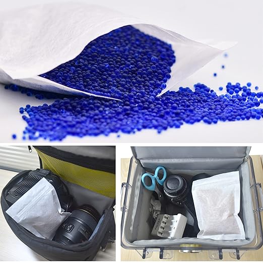 [Net Weight 24LBS] Blue Indicating Silica Gel Beads Desiccants - Rechargeable Desiccant Beads Silica Beads (Blue to Pink, 3 Packs of 8LBS)