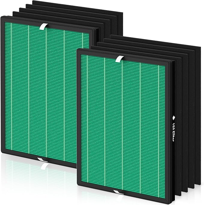 2 Packs 150 True HEPA Replacement Filter Set for Coway Airmega 150 Air Cleaner Purifier with 8 Activated Carbon Filters, Part Number AP-1019C-FP