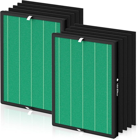 2 Packs 150 True HEPA Replacement Filter Set for Coway Airmega 150 Air Cleaner Purifier with 8 Activated Carbon Filters, Part Number AP-1019C-FP