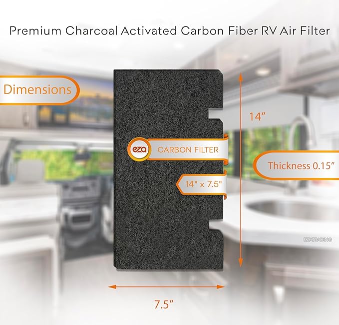 RV Premium Charcoal Activated Carbon Fiber Air Conditioner Filter - Air Duct AC Carbon Filter Replacement for RV AC Vent (2 Pack, 14" x 7.5")