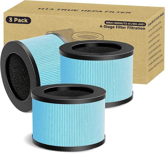 3 Pack MK01 TZ-K1 Air Filter Replacement Compatible with Aroeve MK01 MK06 Air Puri-fier, with ToLife TZ-K1, with Fre Aire KN6391, HAP601, MJ001H, DH-JH01 Air Puri-fier, 4-in-1 Premium Filter