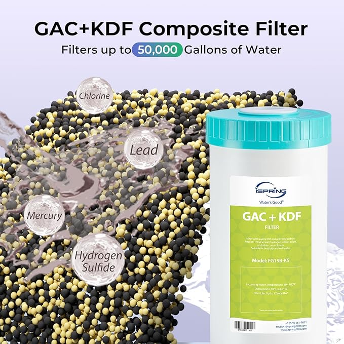 iSpring F3WGB31BPFKDS Whole House Water Filter Replacement Pack, SGS-Tested, Reduces PFAS, Scale, Heavy Metals, Chlorine, Corrosion, Taste & Odor, Up to 12 Months, 4.5” x 10”, Fits WGB31B-PFKDS