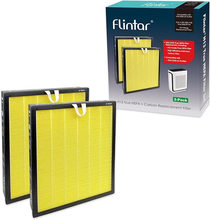 Flintar Vital 200S Pet Allergy Filter, Compatible with LEVOIT Vital 200S-P Air Purifier, H13 Grade Filtration + Activated Carbon filter, Part # Vital 200S-RF-PA, 2-Pack