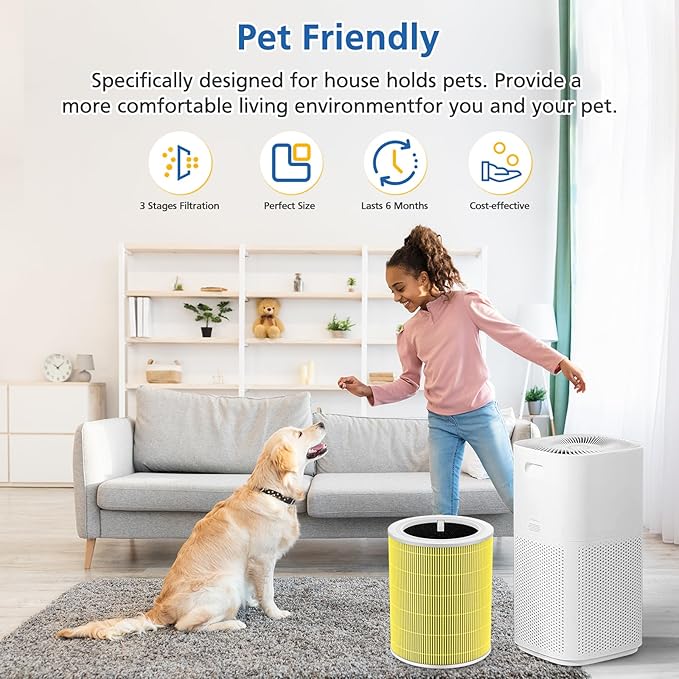 Core 600s-P Pet Replacement Filter Compatible with LEVOIT Core 600S Air Purifier, 3-in-1 Filtration Filter and Activated Carbon 600s Filters, Core 600S-P, Core 600S-RF-PA, 2 Pack