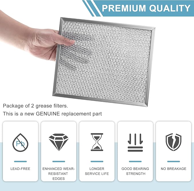 2 Pack Aluminum Range Hood filter 97006931 Replacement Compatible with Bro-an Nu-tone Range Hood Grease Filter PART#S97006931 (10-1/2 x 8-3/4 in) BP29, 88150, 99010121 by AMI PARTS