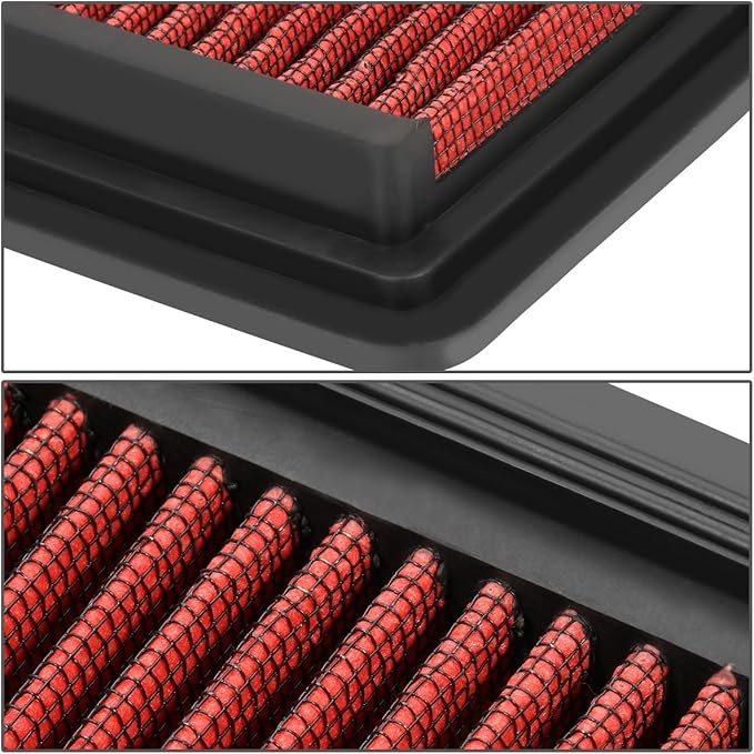 DNA Motoring AFPN-019-RD Clean Air Washable Drop In Panel Air Filter Enhance Engine Performance Power & Acceleration Improve [Compatible with 98-02 Chevy Camaro/Firebird]