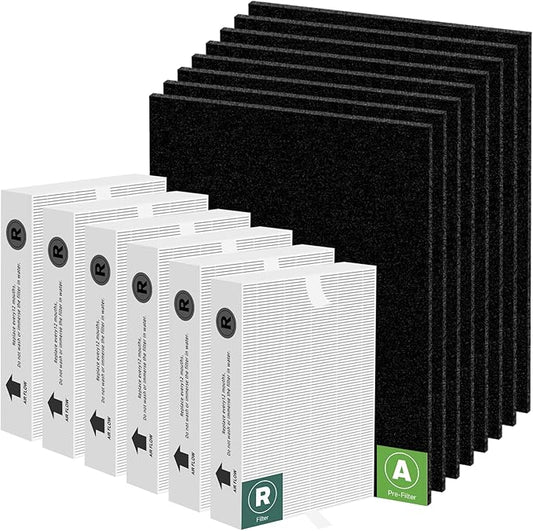 HPA300 HEPA Filter Replacement for Honeywell Air Purifier HPA300 Series HPA304,HPA300VP, HPA3300,HPA5300,6 True HEPA Filter R and 8 Activated Carbon Prefilter A,Compared to HRF-R3