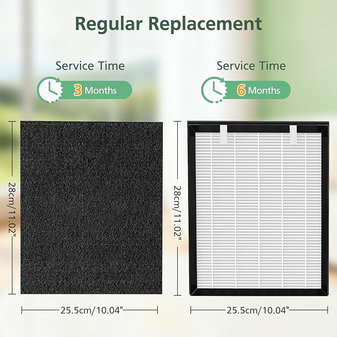 P358 Replacement Filters Compatible with HEAPETS P358 Pet Air Purifier, 4 Hepa Filters and 8 Activated Carbon Pre-filters for Pet Household, Compare Part #PJ358-2LX6JDM