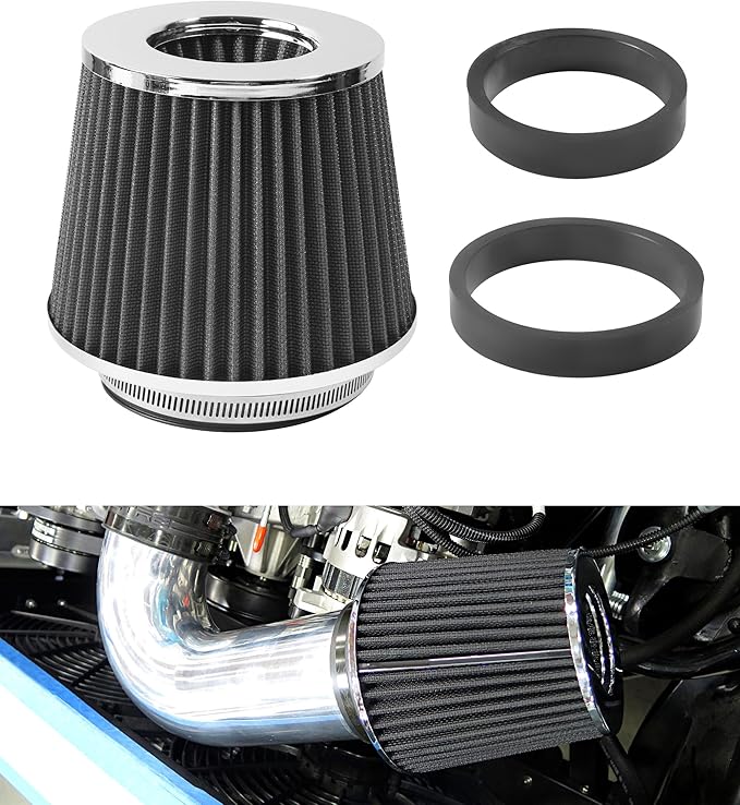 Cold Air Intake Filter,Car Accessories Intake Filter,Automotive Replacement Air Filters,76 89 102MM Performance Round Tapered Cone Filters,Suitable for Most Cars,Trucks,Motorcycles,etc (Black)
