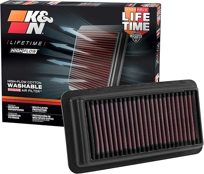 K&N High-Flow Original Lifetime Engine Air Filter: Increase Power: Premium, Washable: Compatible with 2014-2022 HONDA: Civic, Civic SI, CRV, 33-5044