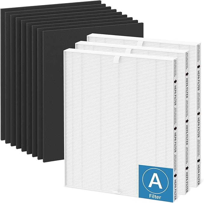 115115 Replacement Filter A Compatible with Winix PlasmaWave C535, 5300-2, 6300-2, 6300, 5300, P300, 9000, 5000, 5000B Air Purifi-er, 3 True HEPA Filters and 9 Activated Carbon Pre-filters, 3 Pack