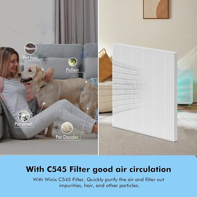 4 Pack C545 Replacement HEPA Filter Compatible with Winix C545 Air Purifier, Ture HPEA Filter S Only, Part number 1712-0096-00