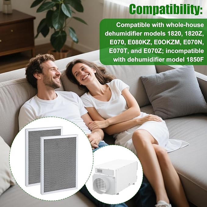 2pcs Dehumidifier Filter Replacements, Durable 5695 Filters Compatible with AprilAire Whole-House Dehumidifier Models 1820 1820Z E070 E080KZ E0OKZM E070N E070T & E070Z