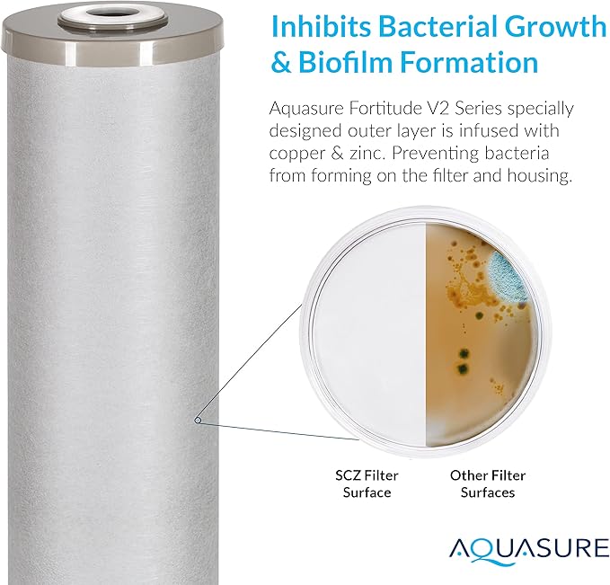 Aquasure Fortitude V2 Series | Sediment/Carbon/Zinc Bacteria Inhibiting Triple Purpose Replacement Filter - Large