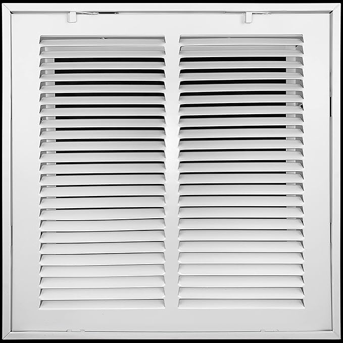 [2 Pack] Fits 12x12 Duct Opening | Steel Return Air Filter Grille by Handua [Fixed Hinged] Vent Cover Grill for Sidewall and Ceiling | White | Outer Dimensions: 14 5/8"W X 14 5/8"H