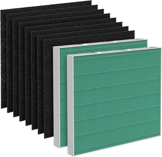 2-Pack AP-1512HH Replacement Filter, Compatible with Coway AP-1512HH Mighty Purifier, Part# 3304899, with 8 Extra Carbon Filters-Green Version