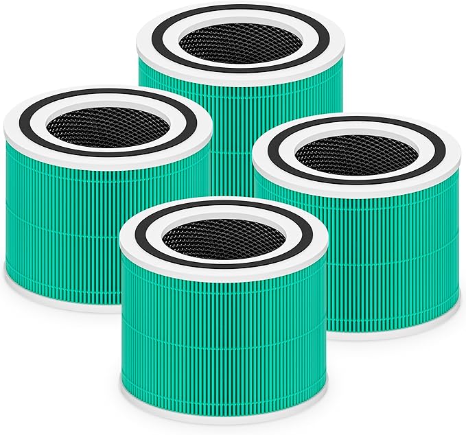 Core 300 Toxin Absorber Replacement Filter for LEVOIT Core 300 Core 300S Core 300-P Core 300S-P Air Purifier, 3-in-1 High Efficiency Activated Carbon, Compared to Part # Core 300-RF-TX, 4 Pack, Green
