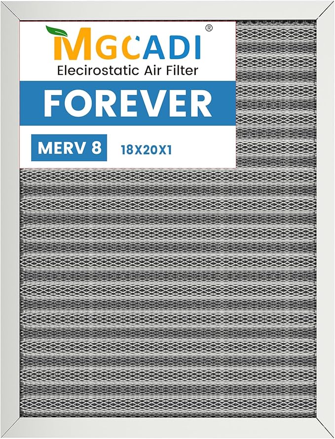 18x20x1 HVAC Furnace Air Filter, Lasts a Lifetime, Washable, the Last HVAC Filter You Will Ever Buy, Breathe Safely at Home or in the Office,Merv 8(Actual Size:17.5x19.5x0.82 Inch)
