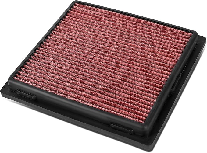 Auto Dynasty High Flow Engine Air Panel Filter Drop-in Reusable & Washable Reuseable Compatible with 2011-2021 Durango Grand Cherokee 3.6L 5.7L 6.4L (Red)