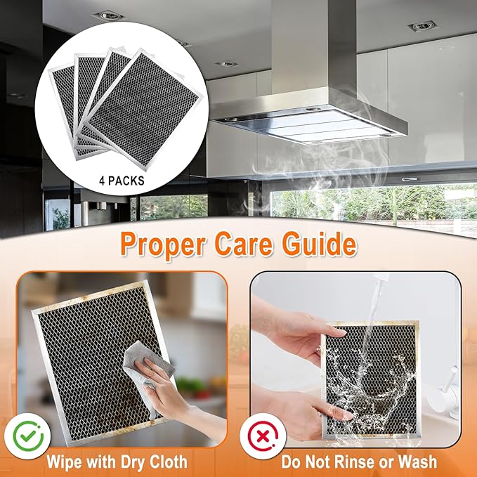 Cenipar 97007696 Range Hood Filter,41f Stove Hood Vent Filter Replacement For Broan& Nutone Charcoal Carbon Combo Replace 6105c 97005687-By Size 8.75" X 10.5 X .44"(4 Pack)
