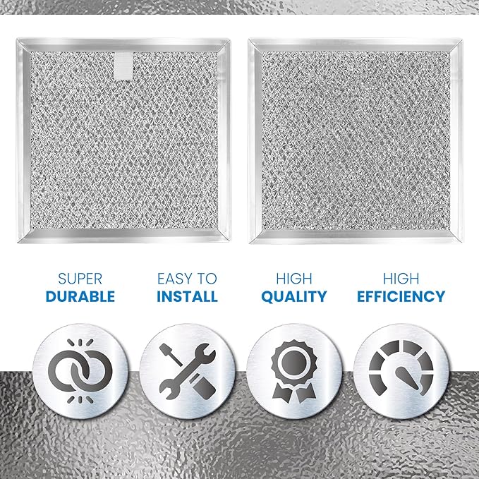 ANTOBLE AP5306190 Aluminum Mesh Grease Filter Compatible with Samsung Microwave Filters Replacements for Samsung Hood Range DE63-00666A WB02X11534, 6-3/8" x 6-3/4" x 3/32", 2 Pack