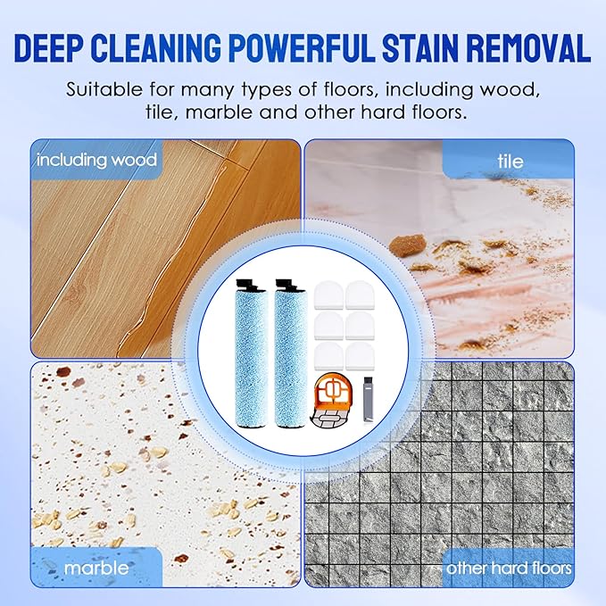9 Pack Replacement Roller Brush and Foam Filters Kit Compatible with Shark WD161,WD261,AW261,3-in-1 Corded Vacuum Cleaner and All-in-One Cordless Hardfloor Cleaner Accessories,1 Cleaner Brush