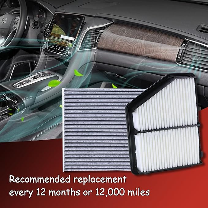 17220-5BA-A00 Engine Air Filter and 80292-TF0-G01 Cabin Air Filter kit Compatible with 2016-2025 Honda Civic 2.0L Naturally Aspirated 2023-2025 HR-V 2.0L Replaces CA12051 WA10416 CF11182 80291-T5R-A01