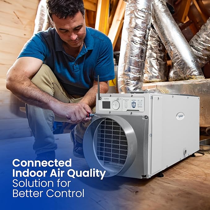 AprilAire E070W Smart Wi-Fi Crawl Space Dehumidifier, 70-Pint Commercial Whole-House Dehumidifier for Basement, Crawlspace & Home up to 2,200 Sq. Ft. with Pump, Drain Hose, Hanging Kit, MERV 11 Filter