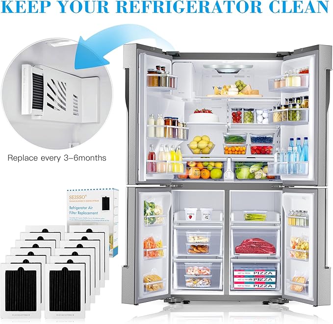 SEISSO Carbon Activated Refrigerator Air Filter Replacement Compatible with Frigidaire and Electrolux 242047801, 242047804, 242061001 (12)
