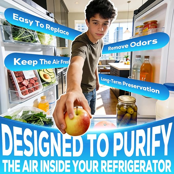 W10311524 AIR1 Refrigerator Air Filter Cartridge Replacement for Whirlpool Kenmore Refrigerator Compatible with Fresh Flow Refrigerator Air Filter, 3 Pack, White