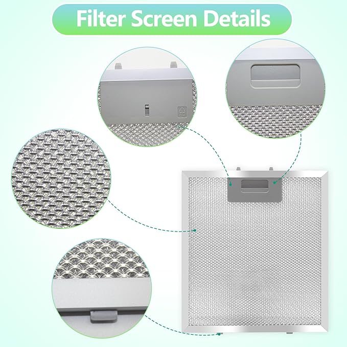 2-Pack S97018029 Range Hood Filter Replacement, 5-Layer Aluminum Mesh Grease Filter for Broan B5 Series & Compatible Hoods, 9x10.25 Inches, Fits Part #99010123, 88152, 97007996 By Seteams
