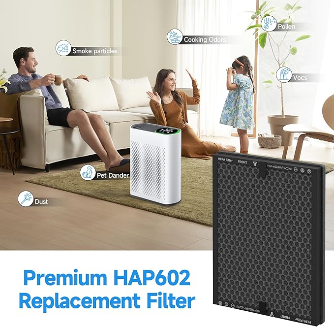 Upgraded Version HAP602 Mixed Honeycomb Activated Carbon and HEPA Replacement Filter for ECOSELF HAP602, HAP602WF, HAP-602, HAP-602WF Air Purifi-er, Smoke Absorber Filter