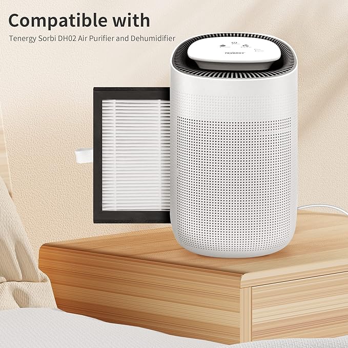4 Packs DH02 H13 HEPA Replacement Filter Compatible with Tenergy Sorbi DH02 1000ml 2 in 1 Dehumidifier/Air Cleaner Purifier, Afloia AQ8 Q8, Honati, Hysure Q7 Purifier,2 Stages of Filtration