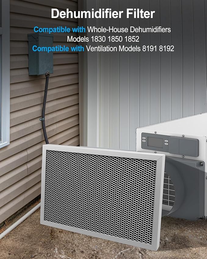 WUMZIJ 1PC 5443 Dehumidifier Filter Compatible with Whole-House Dehumidifiers Models 1830 1850 1852 and Ventilation Models 8191 8192, MERV 8 Washable 10x12x1