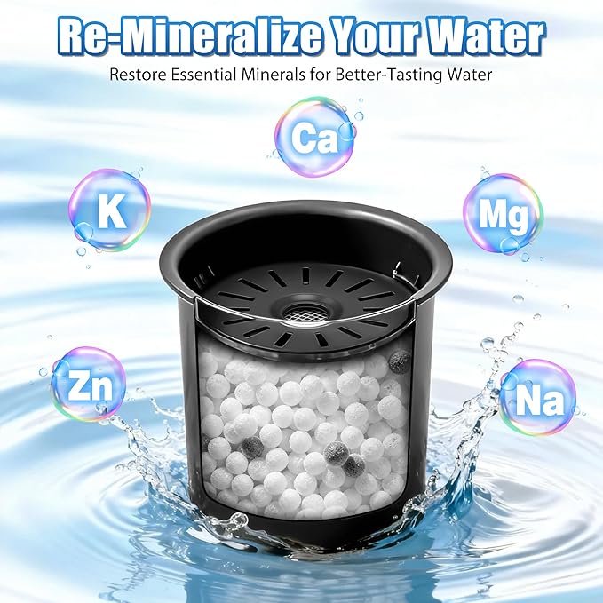 2 Pack Remineralization Filters Compatible with Bluevua RO100ROPOT-LITE, One-Year Alkaline Mineral Replacement Set for Reverse Osmosis Systems, Restores Minerals and Raises pH Level