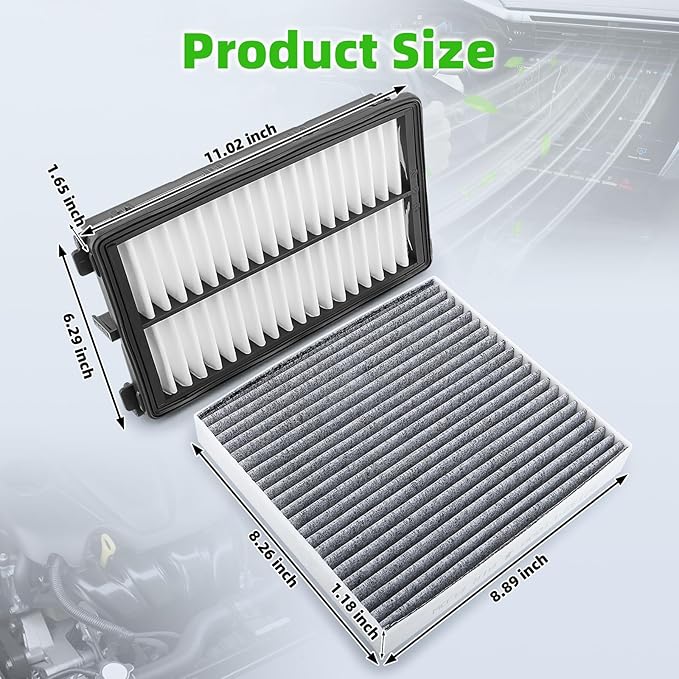 AUTOKAY Cabin Engine Air Filter Fit for Hyundai Tucson & Santa Cruz (2022-25), Santa Fe (21-25), Sonata (20-25), for Kia K5 & Sorento (21-25), Sportage (23-25), NOT HYBRID, RE# 28113-L1000 97133-L1000