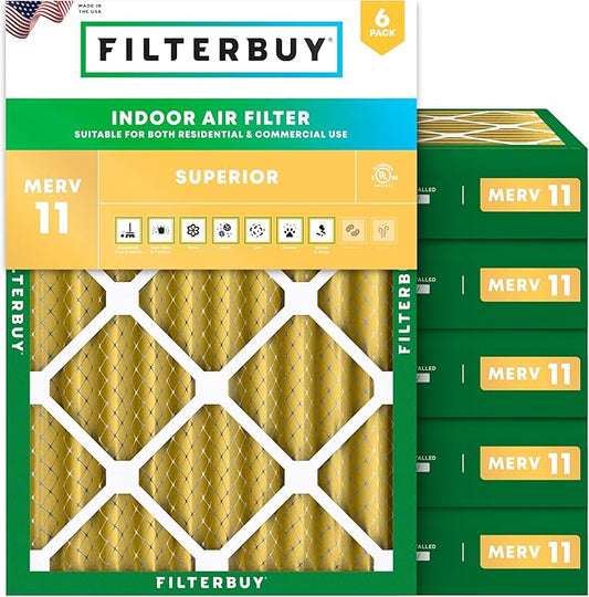 Filterbuy 18x24x4 Air Filter MERV 11 Superior Pet & Allergy Defense (6-Pack), Electrostatic Pleated HVAC AC Furnace Filters Replacement (Actual Size: 17.50 x 23.38 x 3.63)