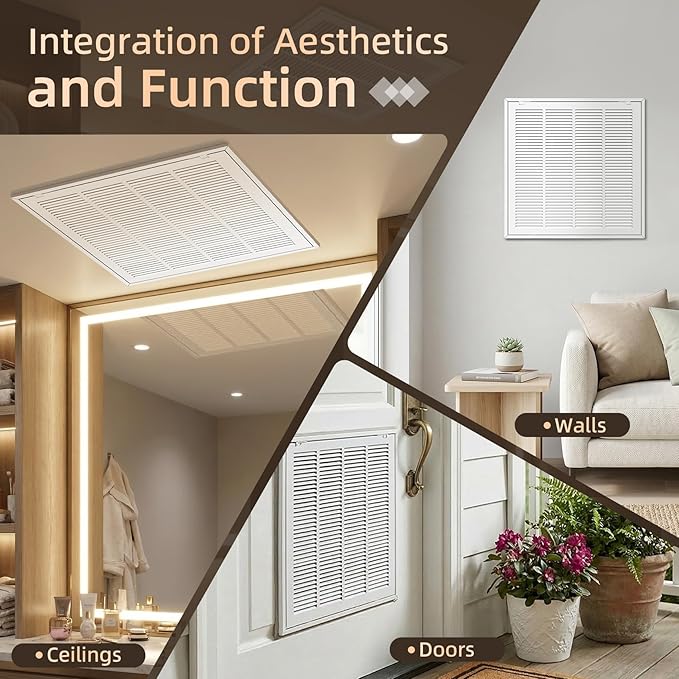 Fancat Return Air Filter Grille for 20x20 Ducts, Steel Vent Cover Grille with Removable Door for 1“ Filters | Suitable for Sidewall & Ceiling | White Coating | Outer Dimensions: 22 5/8” W x 22 5/8" H
