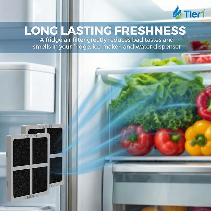 Tier1 RWF1052 ADQ36006101 Refrigerator Water & Air Filter Combo | Replacement for LG LT700P & Kenmore 9690 Fridge Filter - Up to 12 Months Supply | Easy Install | Odor Control | Clean Water (2-pk)
