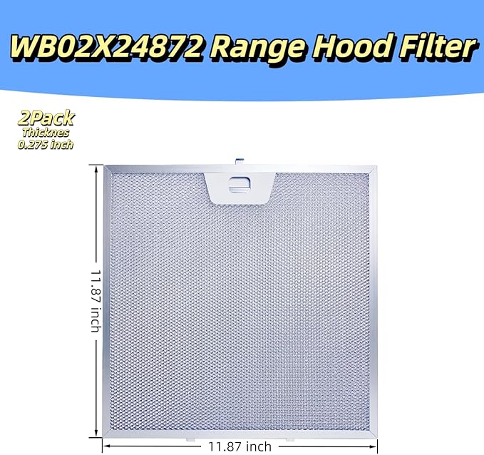 WB02X24872 Range hood filter 2Pack 11-7/8 "x11-7/8" compatible with GE range hood oil filter JVW5301EJ1ES JVW5301SJ1SS JVW5301BJ1TS JVW5301FJ1DS JVW5301EJ2ES