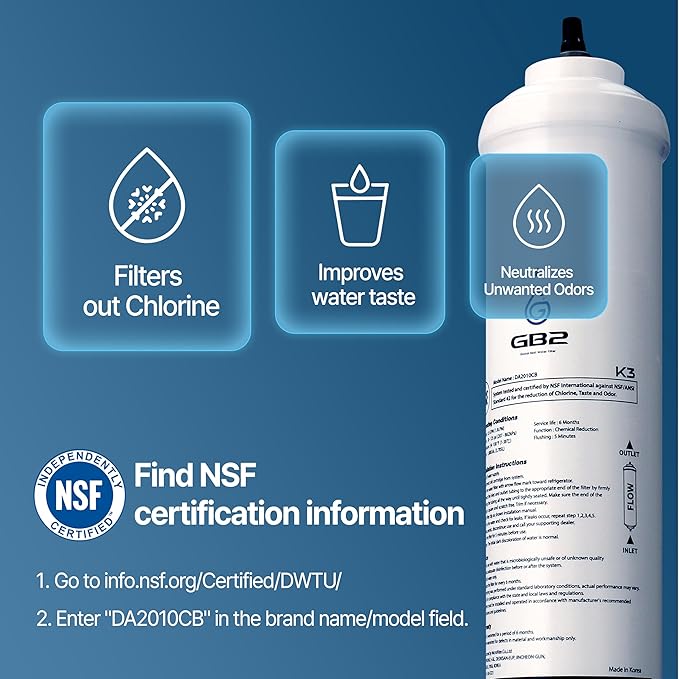 GB2 – K3 Refrigerator Water Filter, Compatible with Samsung DA29-10105J, GE GXRTDR, Whirlpool WHKF-IMTO (Pack of 3)