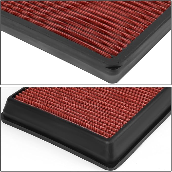 Auto Dynasty High Flow Engine Air Panel Filter Drop-in Reusable & Washable Compatible with 11-18 Charger/Challenger/Chrysler 300 (Red)