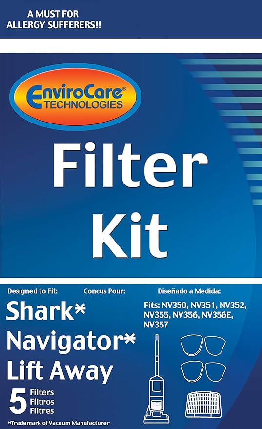 EnviroCare Replacement Vacuum Filters Designed to Fit Shark Navigator Lift-Away NV350, NV351, NV352, NV355, NV356, NV356E, NV357 Pre-Filter Kit + 1 Hepa Filter. Replaces OEM #Xff350 & Xhf350