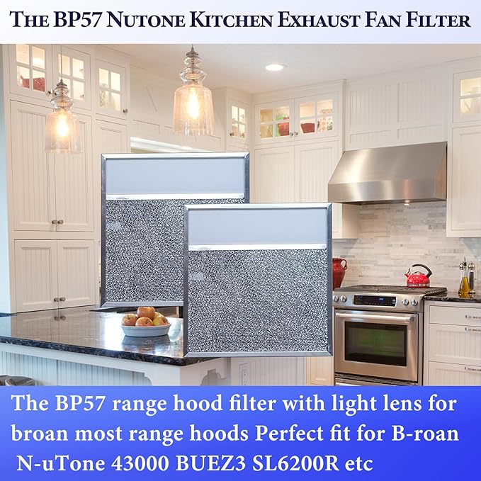 BP57 Stove Hood Vent Filter for 43000 Series Br-oan Range Hood Filters with Light Lens 11 3/8" x 11 3/4" The Kitchen Exhaust Carbon Fan filter It's fit for Nut-one Grease Filter Replacement(1-Pack)