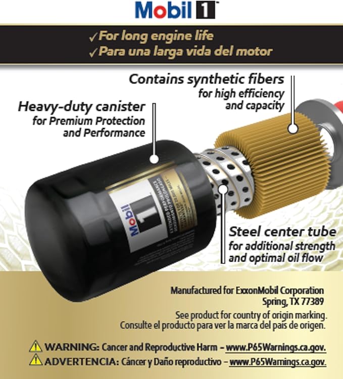 Mobil 1 Extended Performance Oil Filter, M1-103A | Synthetic Blend, High Efficiency 20,000 Mile Protection | 2 Pack