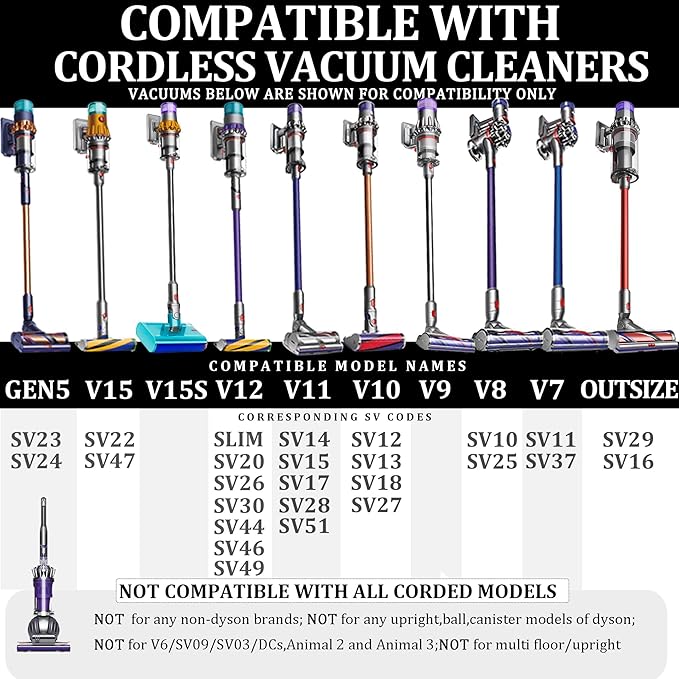 Mattress Tool and Extension Flexible Hose Kit Compatible with Dyson Gen 5 V15 V15s V12 V11 V10 V9 V7 V8 Absolute Detect Torque Drive Cyclone Cordless Handheld Vacuum Cleaner